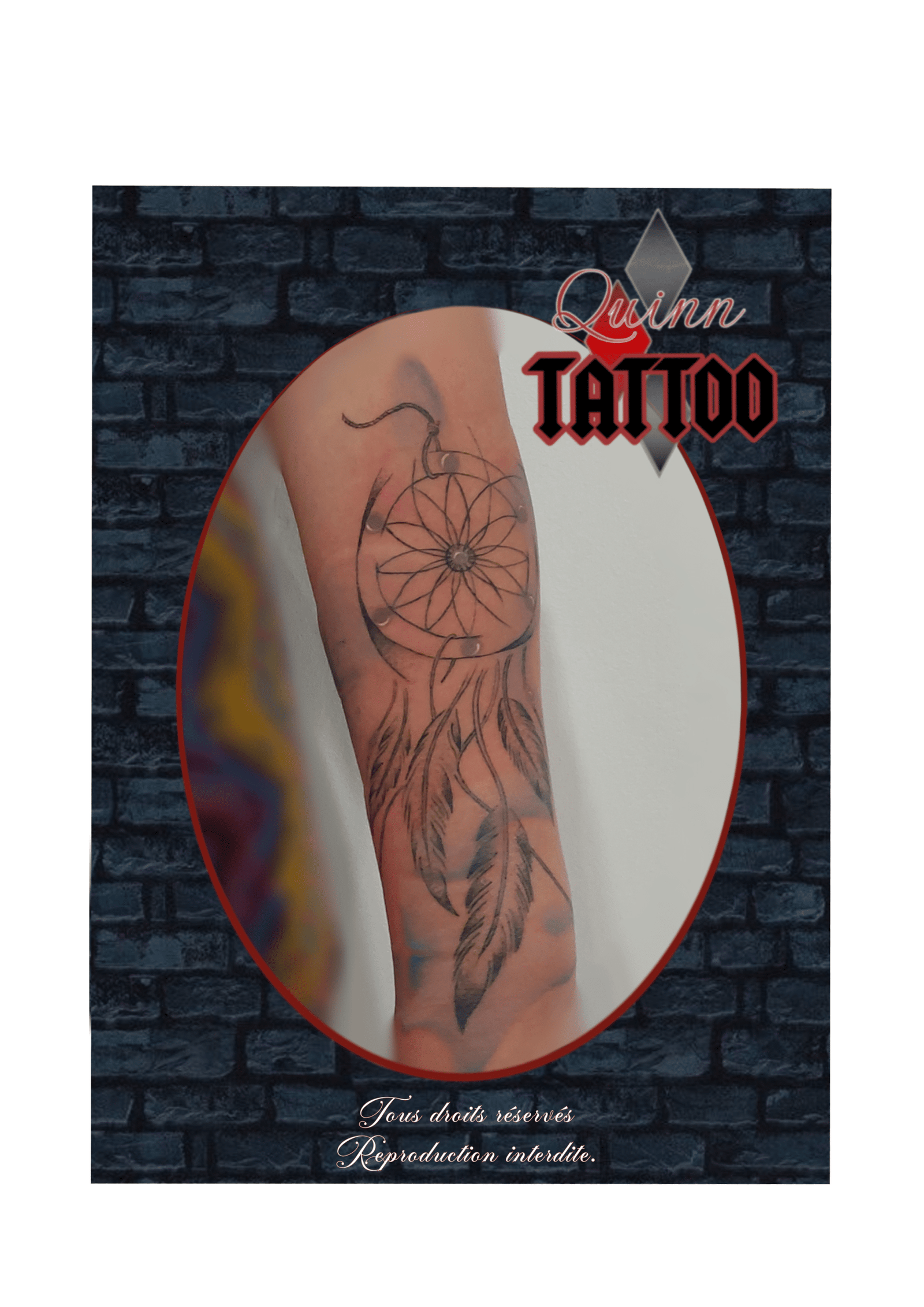 tattoo floral attrape rêve couleur pastel