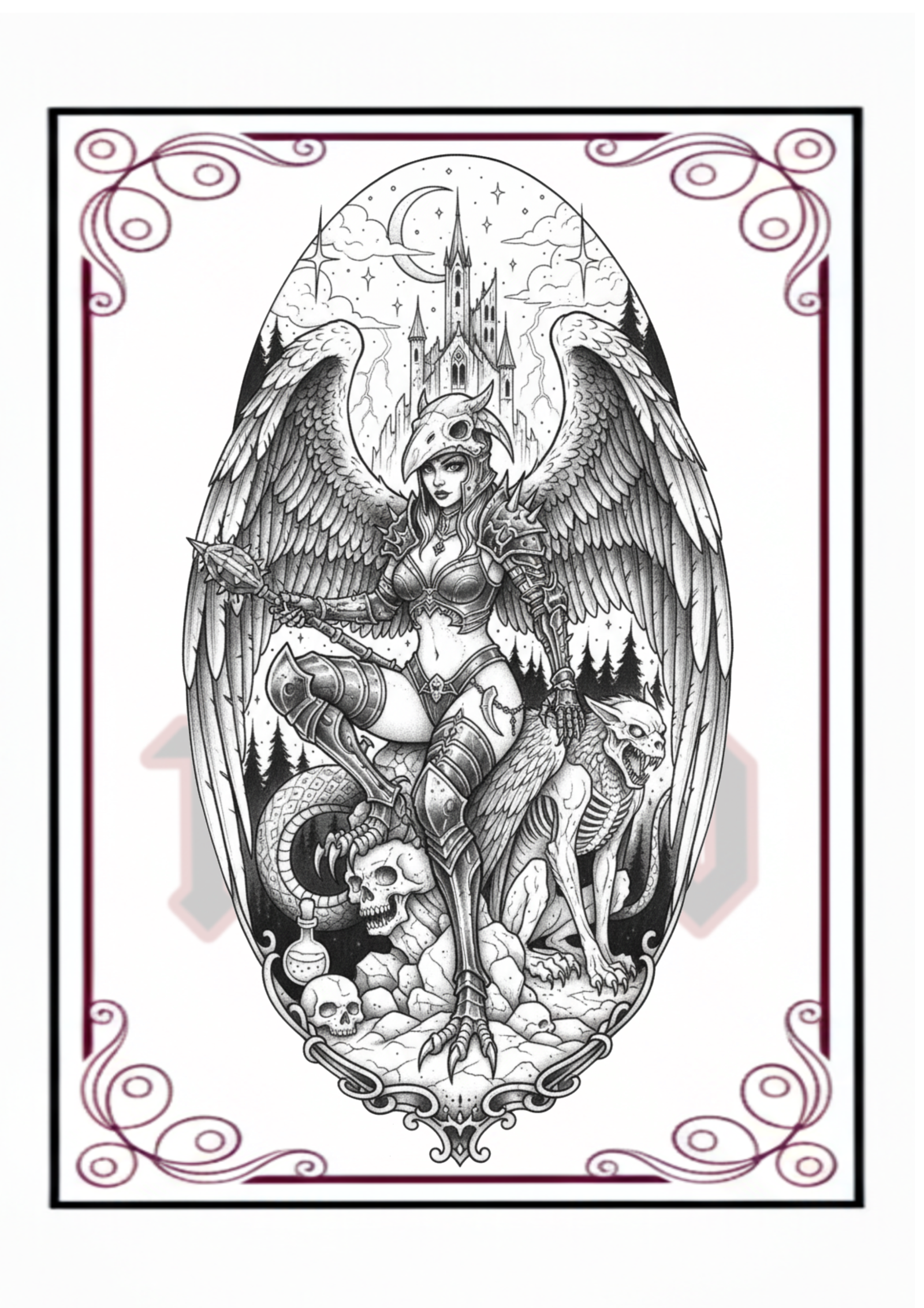 🌑 Flash Tattoo Dark Fantasy : La Guerrière ailée et son Familier
Plongez dans un univers sombre et épique avec ce flash tattoo d'exception. Cette pièce magistrale met en scène une guerrière mystique aux ailes majestueuses, accompagnée de sa créature protectrice sur un fond de château gothique sous la lune.Travaillé dans un style fineline de haute précision, ce tatouage joue sur des ombrages subtils et des textures complexes (plumes, crânes, armure) pour un rendu d'une grande profondeur.Détails de cette œuvre unique :
Composition Épique : Un médaillon riche en symboles (crânes, croissant de lune, architecture médiévale) parfait pour une pièce centrale.Expertise Fineline : Un tracé ultra-fin qui permet d'intégrer une multitude de détails sans alourdir le dessin.Ambiance Sombre : Idéal pour les passionnés de mythologie dark et d'imagerie gothique.Votre séance chez Quinn Tattoo (Augy, 89)
Je vous accueille dans mon shop privé à Augy (89290), à proximité d'Auxerre, pour réaliser cette pièce dans un cadre calme et serein. Spécialisée dans les tatouages chargés d'émotion et de finesse, je m'assure que chaque projet devienne une œuvre d'art unique sur votre peau.🎨 Artiste : Angie Tattoo.📍 Localisation : Augy, Yonne (89).📅 Réservation : Sur rendez-vous uniquement via mon site ou Instagram.