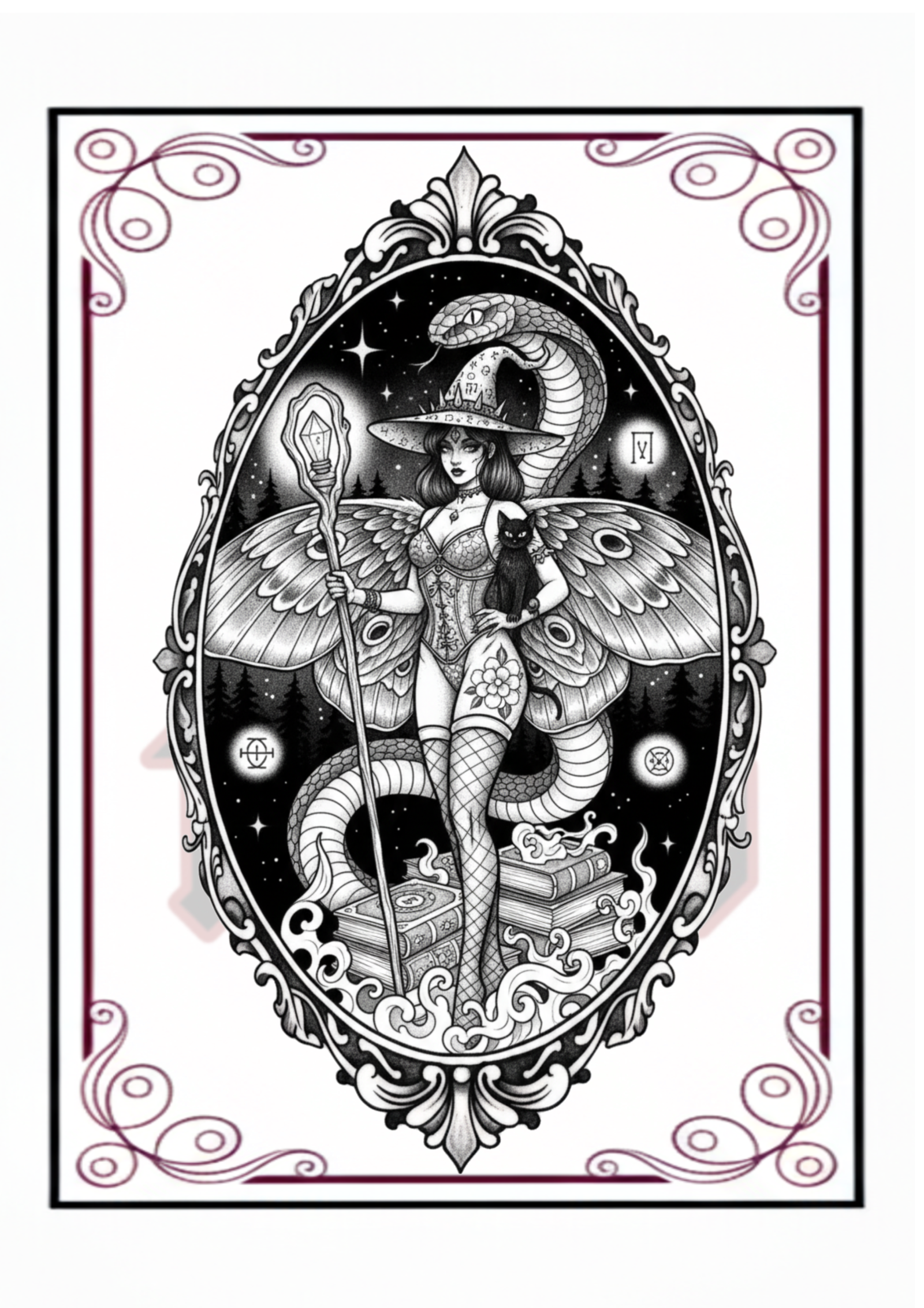 ✨ Flash Tattoo Mystique : La Sorcière, le Cobra et le Papillon de Nuit
Plongez dans un univers de magie et de mystère avec ce nouveau flash tattoo exclusif. Cette pièce complexe et détaillée met en scène une sorcière élégante entourée de ses puissants totems : le cobra protecteur, le papillon de nuit (moth) aux ailes déployées, et ses grimoires sacrés.Réalisé dans mon style de prédilection, le fineline détaillé, ce tatouage est une véritable ode à la féminité mystique et à l'ésotérisme.Pourquoi choisir ce projet ?
Symbolique Forte : Un mélange puissant entre la transformation (papillon), la connaissance (grimoires) et la protection (serpent cobra).Détails et Délicatesse : Un travail minutieux sur les textures (dentelle, écailles, ailes) pour un rendu élégant et intemporel.Composition Unique : Un format médaillon idéal pour un emplacement comme la cuisse, le dos ou l'avant-bras.Votre Tatouage à Augy (89) avec Angie Tattoo
Je vous accueille dans mon shop à Augy (89290) pour donner vie à vos projets dans une ambiance cosy au calme. Chaque tatouage est traité avec la plus grande attention pour garantir finesse et délicatesse.🎨 Artiste : Angie Tattoo - Quinn Tattoo.📍 Localisation : Près d'Auxerre, Yonne.📅 Disponibilité : Sur rendez-vous uniquement.