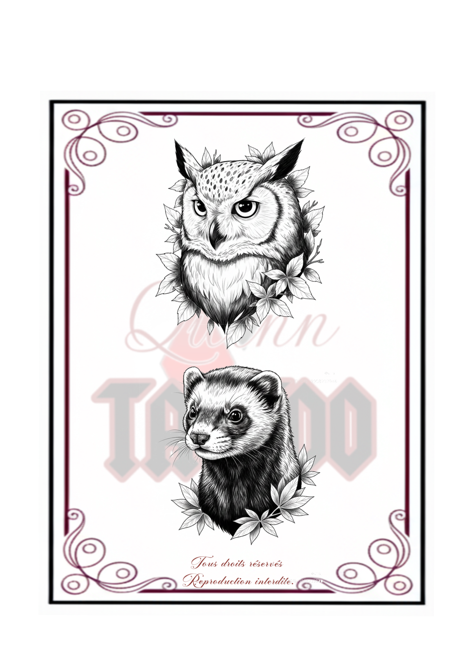 Découvrez les nouveaux flashs disponibles chez Quinn Tattoo, votre shop de tatouage à Augy, tout près d'Auxerre.Spécialisée dans le style fineline, je vous propose ces créations uniques alliant finesse et délicatesse :Le Hibou : Un regard intense et floral.Le Furet : Un portrait animalier tout en douceur.✨ Ambiance cosy au calme pour une séance en toute sérénité dans l'Yonne.
📩 Réservation : Uniquement sur RDV via quinntattoos.fr ou en message privé.