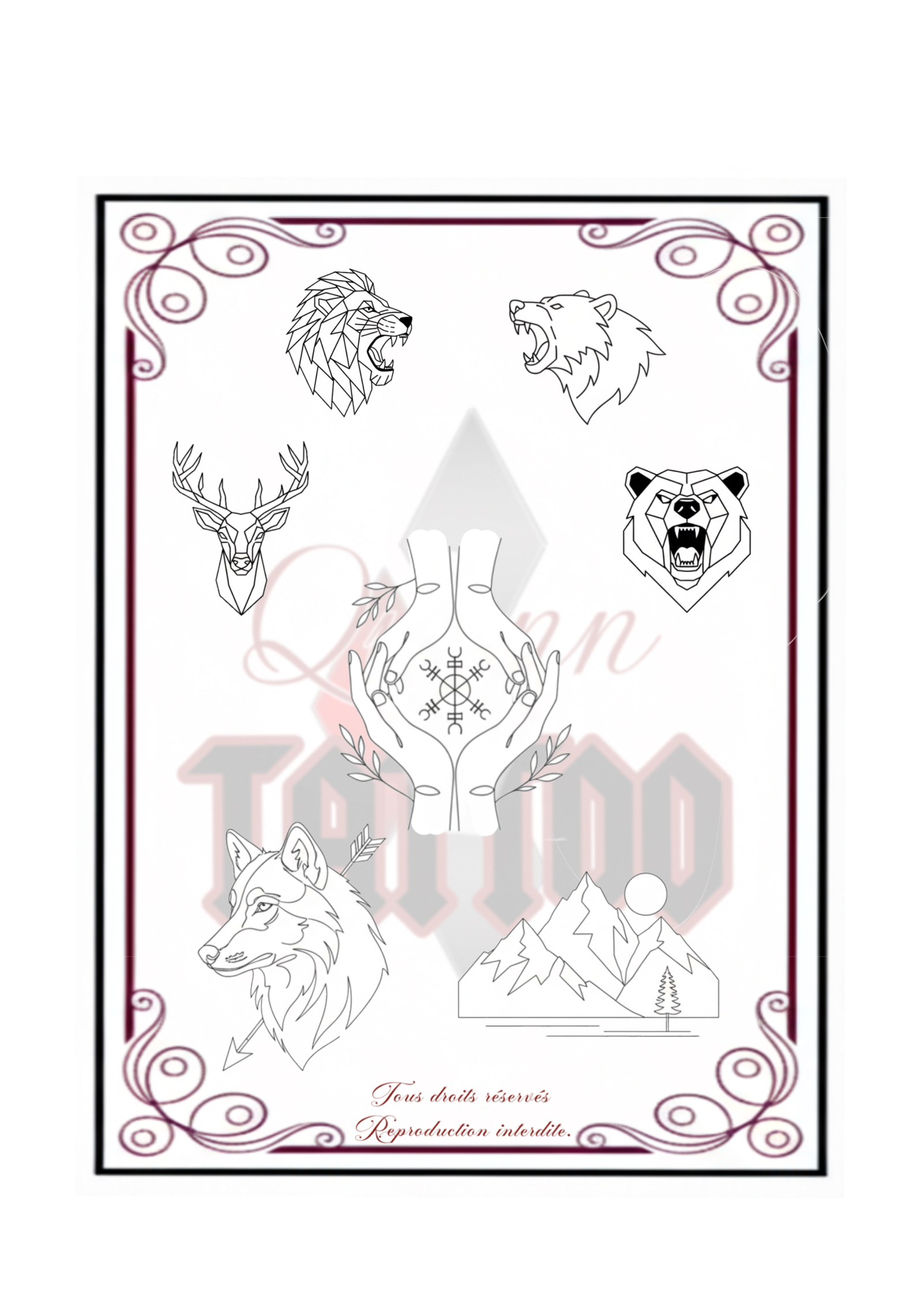 lashs Tatouage Animaux Géométriques à Augy (89)
Donnez vie à votre animal totem avec cette nouvelle série de flashs disponibles chez Quinn Tattoo. Des designs épurés mêlant nature sauvage et lignes géométriques, réalisés avec ma signature fineline :Faune Majestueuse : Lion, loup, cerf et ours en version graphique et moderne.Symboles & Paysages : Un sablier mystique et une chaîne de montagnes minimaliste.Style : Tatouage géométrique, dotwork et traits fins.✨ Profitez d'une expérience unique dans mon shop à Augy (89290), situé dans un cadre cosy au calme près d'Auxerre.📩 Réservation sur RDV : Infos et contact sur quinntattoos.fr ou via Instagram.