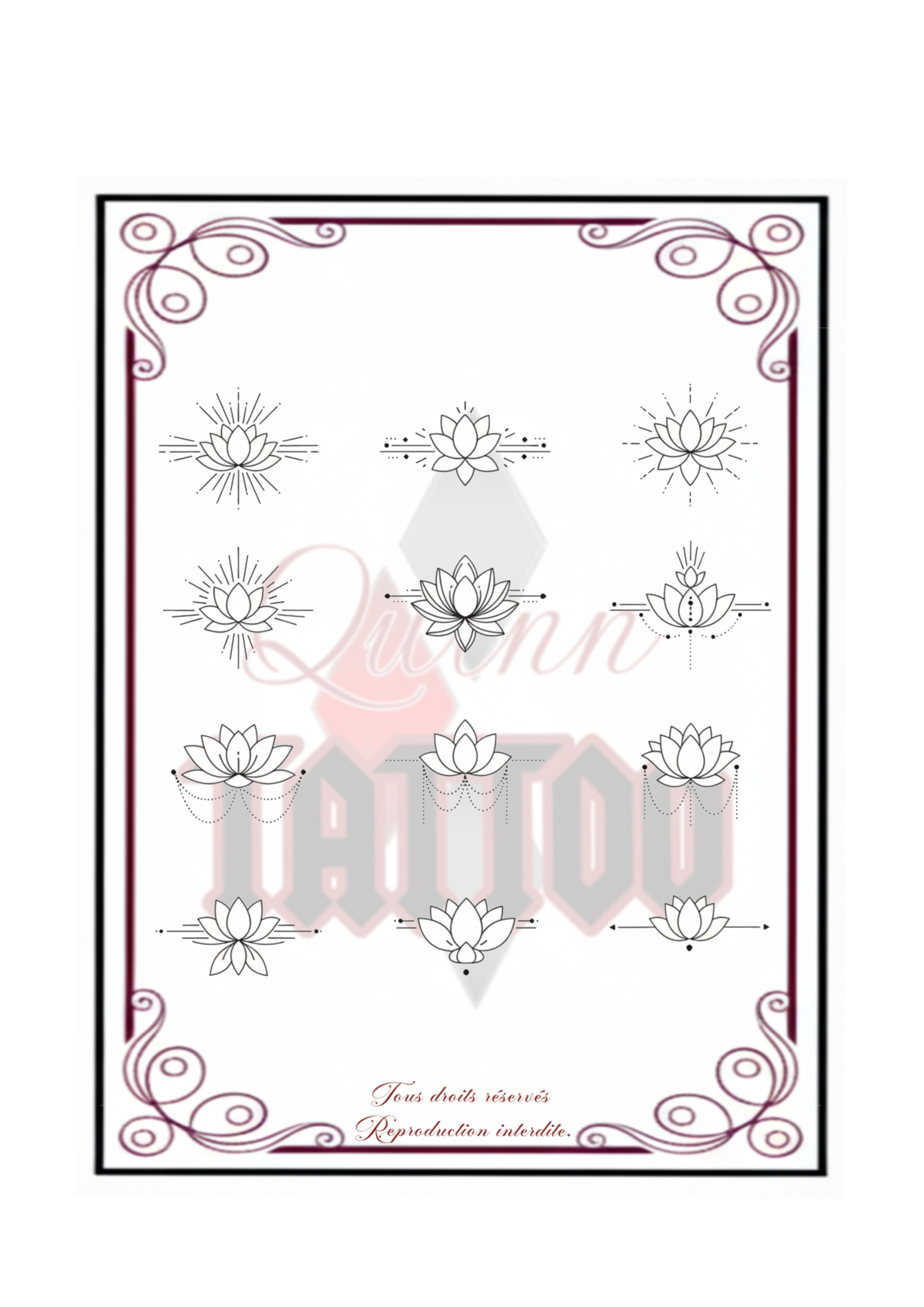 Flashs Tatouage Ornementaux & Lotus à Augy (89)
Sublimez votre corps avec ces nouveaux flashs ornementaux disponibles chez Quinn Tattoo. Une série de compositions symétriques alliant la pureté du lotus à la finesse et délicatesse du style fineline :Designs : Motifs floraux, mandalas et bijoux de peau épurés.Emplacement idéal : Parfaits pour un sternum, une colonne vertébrale ou un poignet.Expérience : Profitez d'une séance dans une ambiance cosy au calme dans l'Yonne.✨ Chaque motif est une création unique prête à être encrée dans mon shop d'Augy (89290), près d'Auxerre.📩 Réservation sur RDV : Contactez-moi via quinntattoos.fr ou en DM sur Instagram.